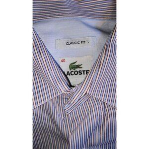 Lacoste Classic Fit Mens Striped Dress Shirt Size 40 Large